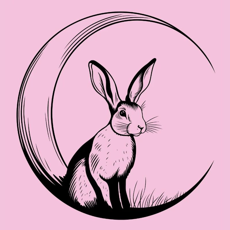 Rabbit on crescent moon – enchanting moon motif