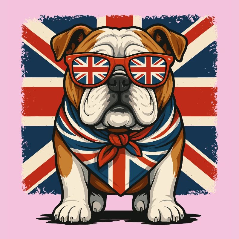 Bouledogue avec accessoires de drapeau britannique