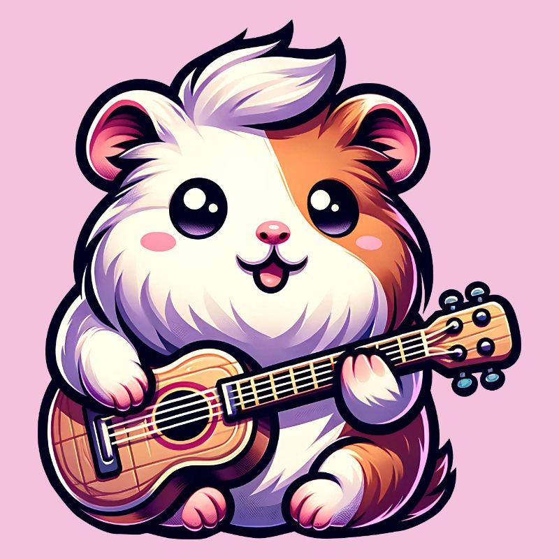Cochon d’Inde mignon avec de la musique de ukulélé