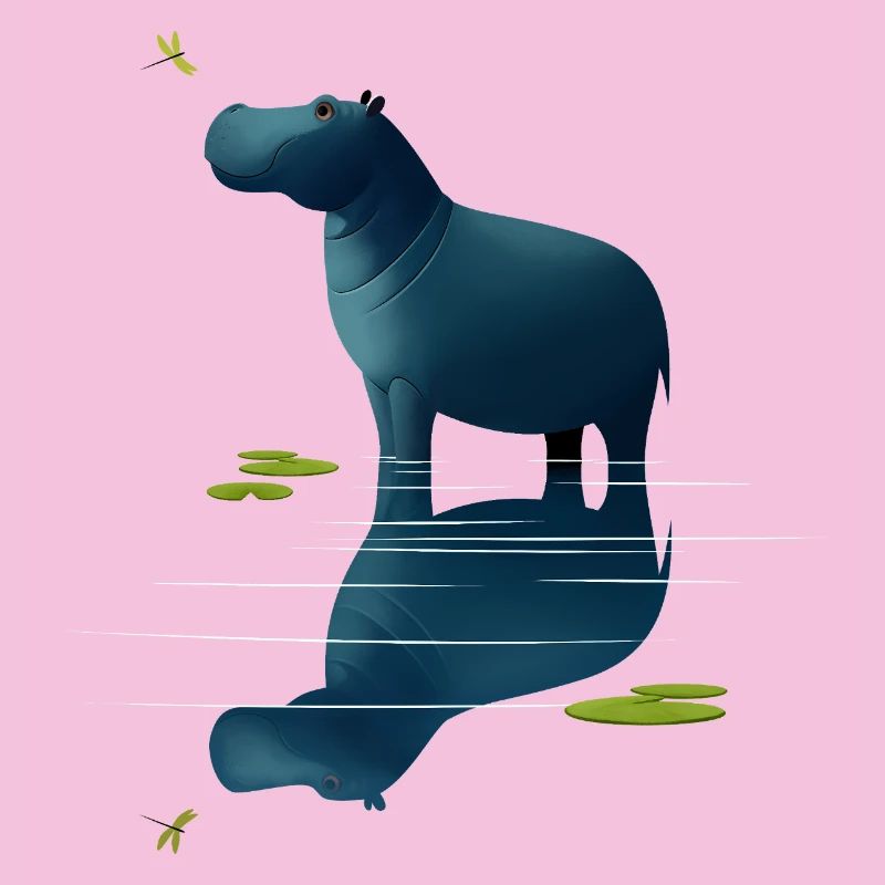 Hippopotame et libellule