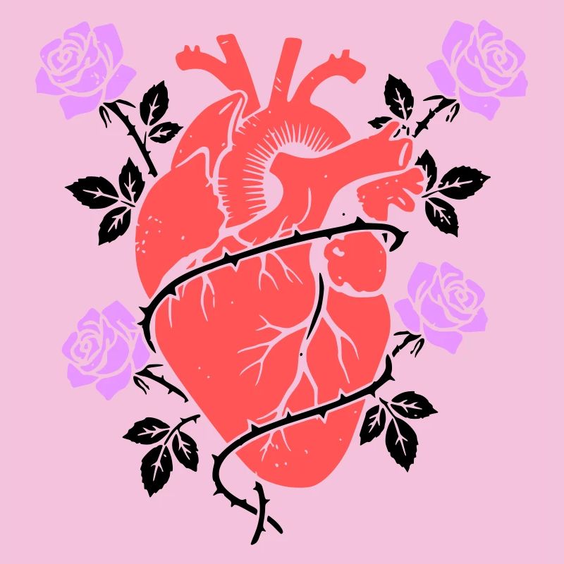 Anatomisches Herz Rosen Bunt
