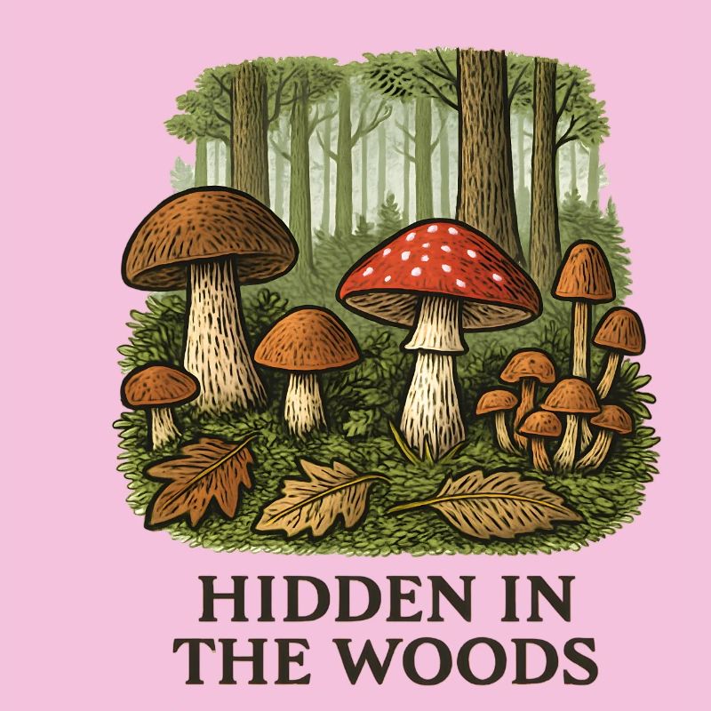Paysage caché de champignons forestiers
