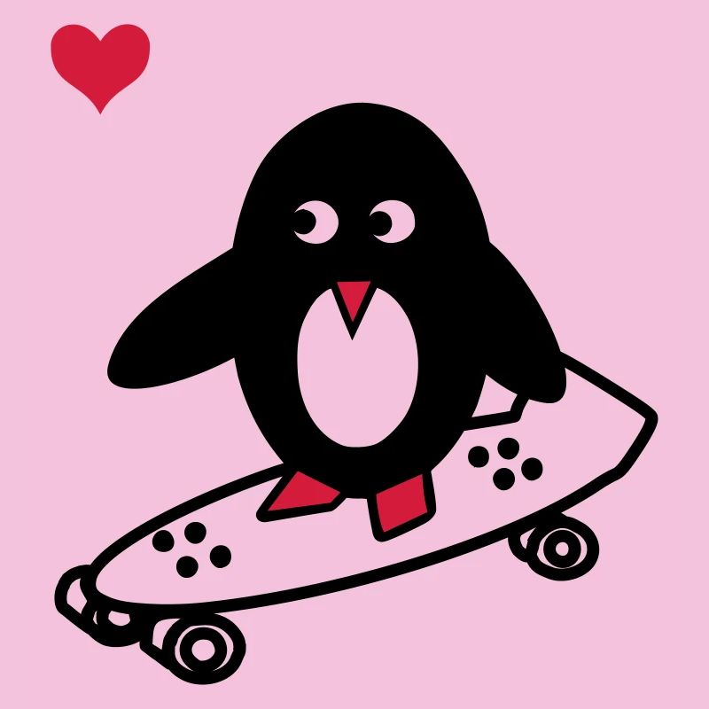 pingouin avec le skate-board