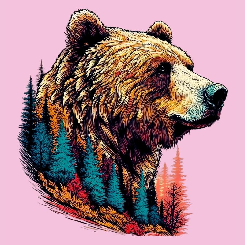 Ours avec des décorations de forêt