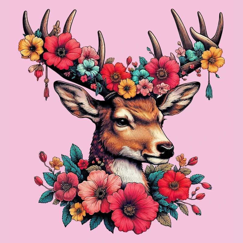 Cerf avec des fleurs