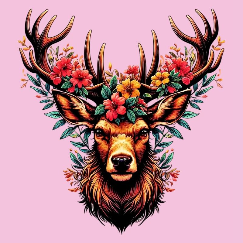 Deer with Flowers