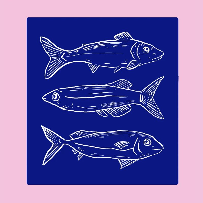 Dark blue fish pattern illustration