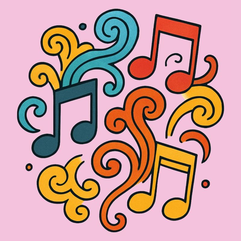 Notes de musique colorées