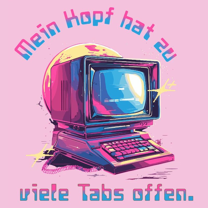 Vintage Computer Neon Tabs Open