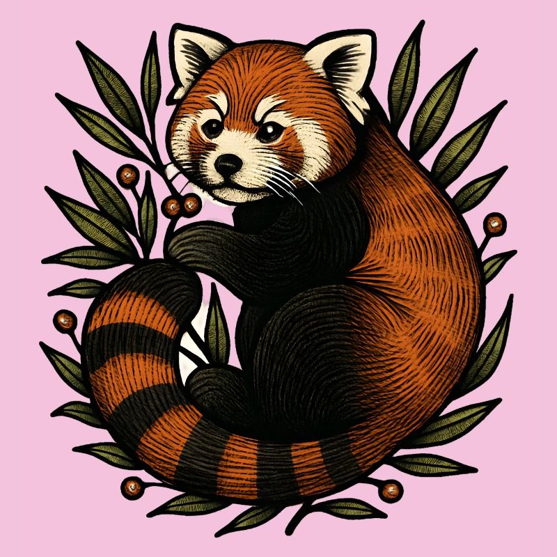 Panda rouge dans le feuillage