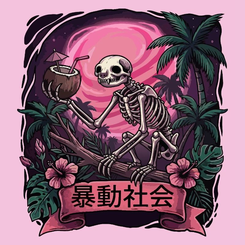 Skeleton Monkey Neon Moon