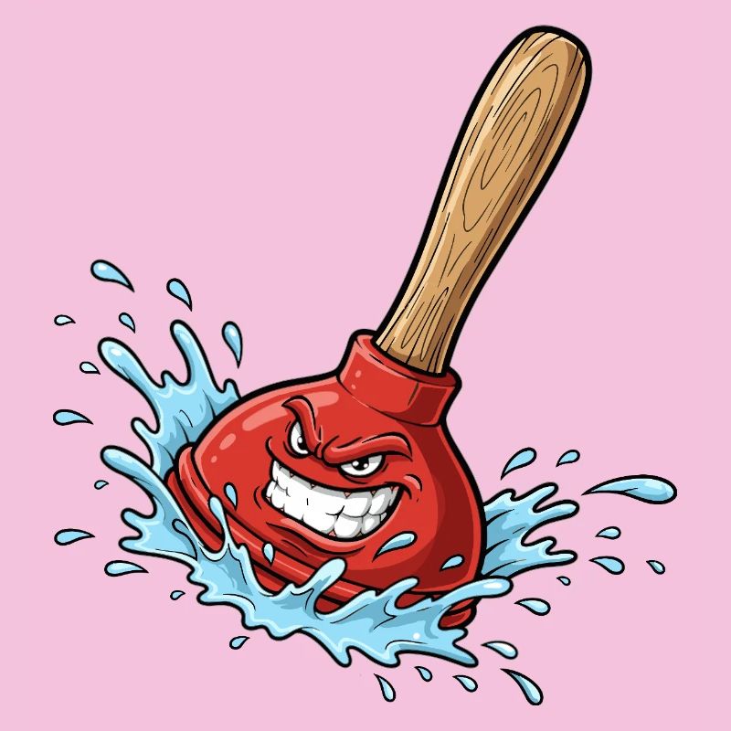 Red plunger with water splash