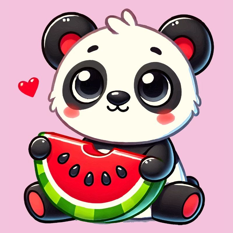 L’adorable panda déguste un morceau de pastèque