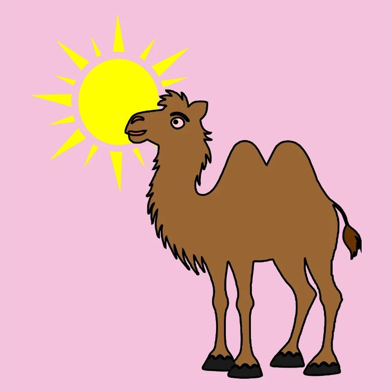 Kamel mit Sonne in der Wüste