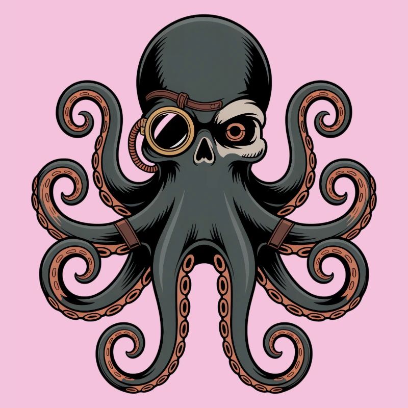 Pieuvre dans le style steampunk avec monocle