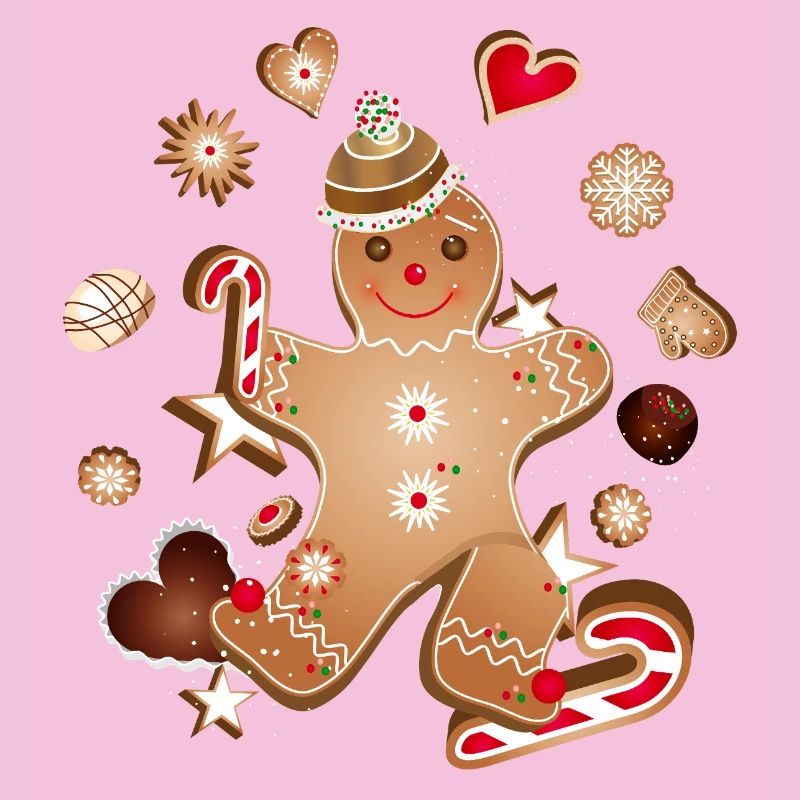 Fröhlicher Lebkuchenmann mit Weihnachtsplätzchen
