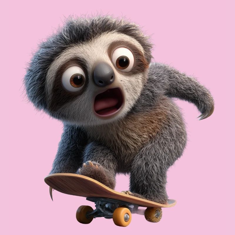 Sloth on Skateboard Funny Slow Cool