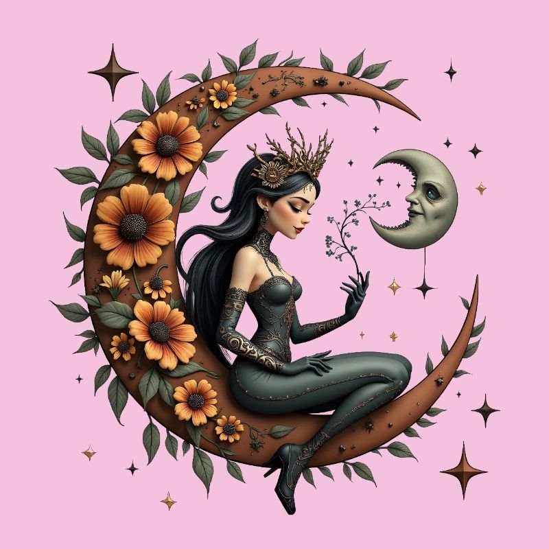 Déesse lunaire en fleurs