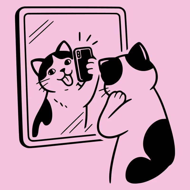 Selfie dans le miroir du chat