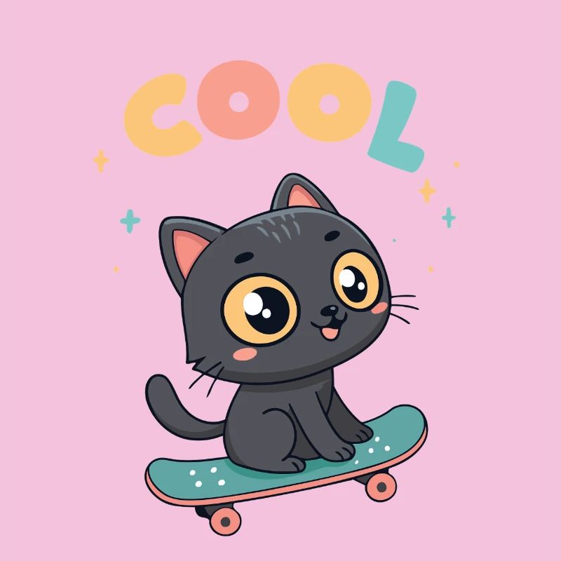 Pastell-Skateboard-Katze