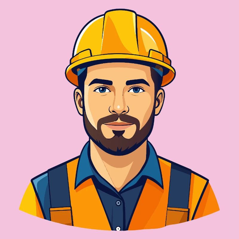 Construction worker with helmet illustration construction site motif