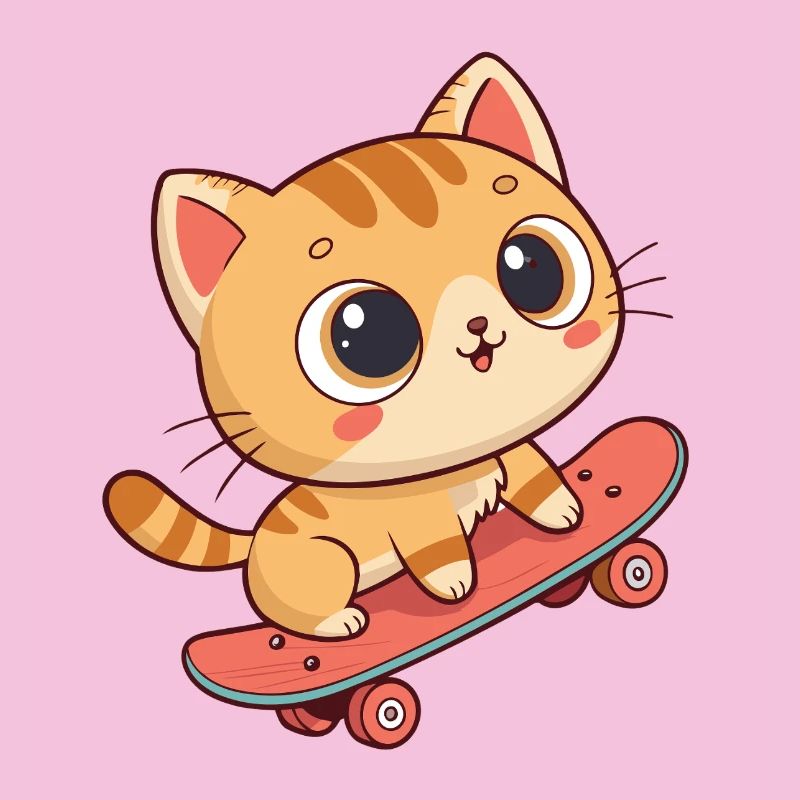 Kitten skate on a trendy board