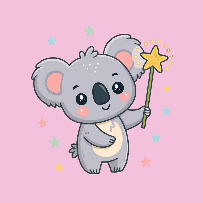 Koala Magicien Etoiles Pastel