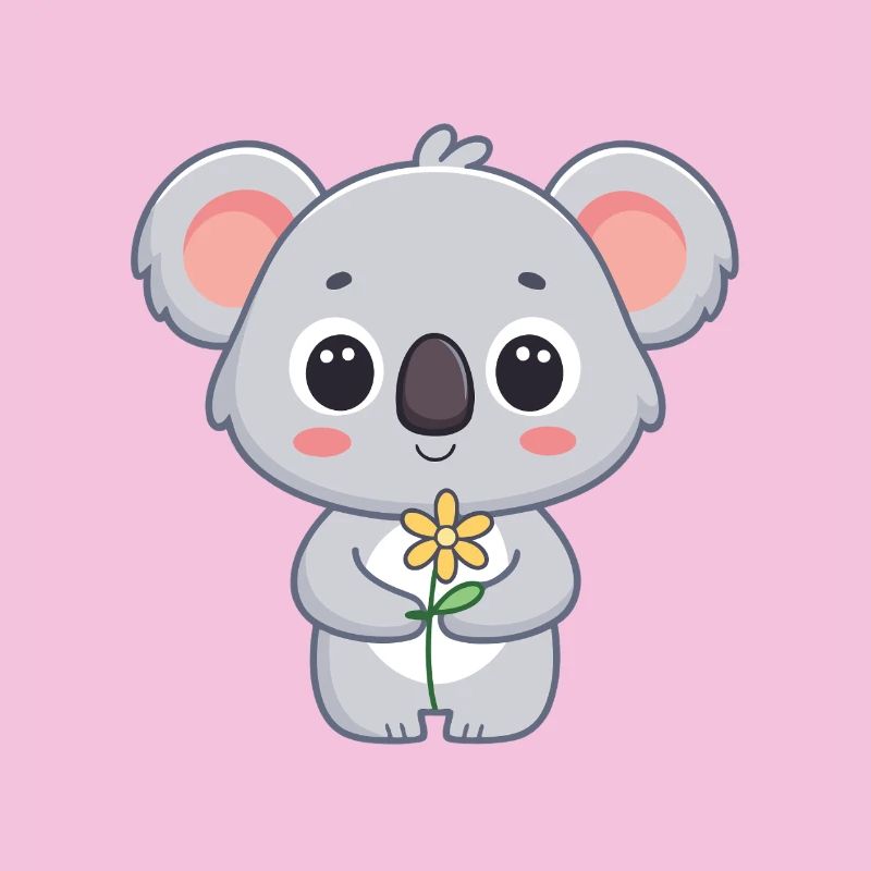 Cute Koala and Bright Flower