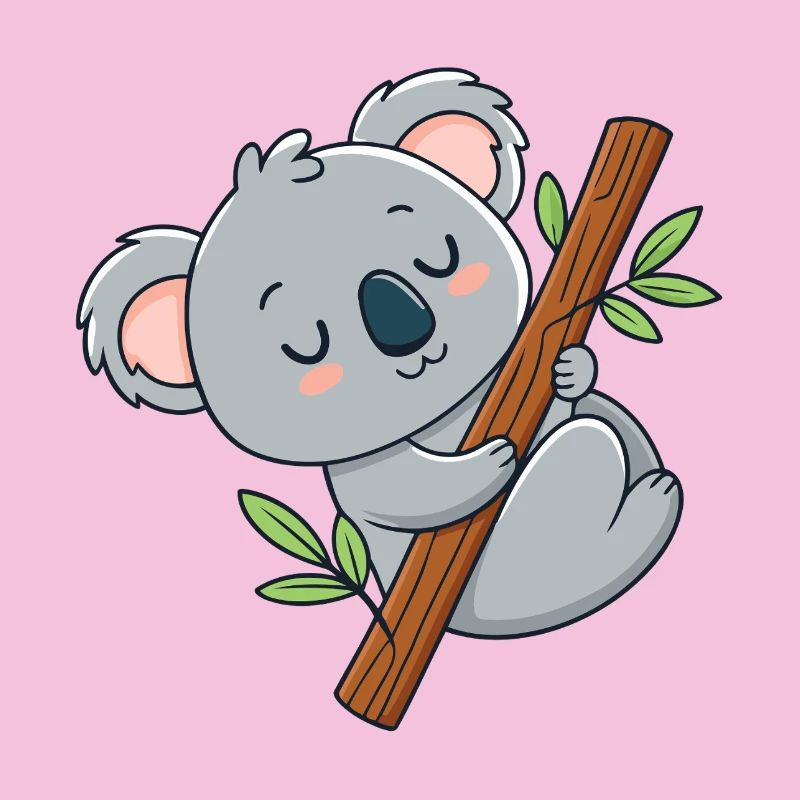 Cuddly koala on branch