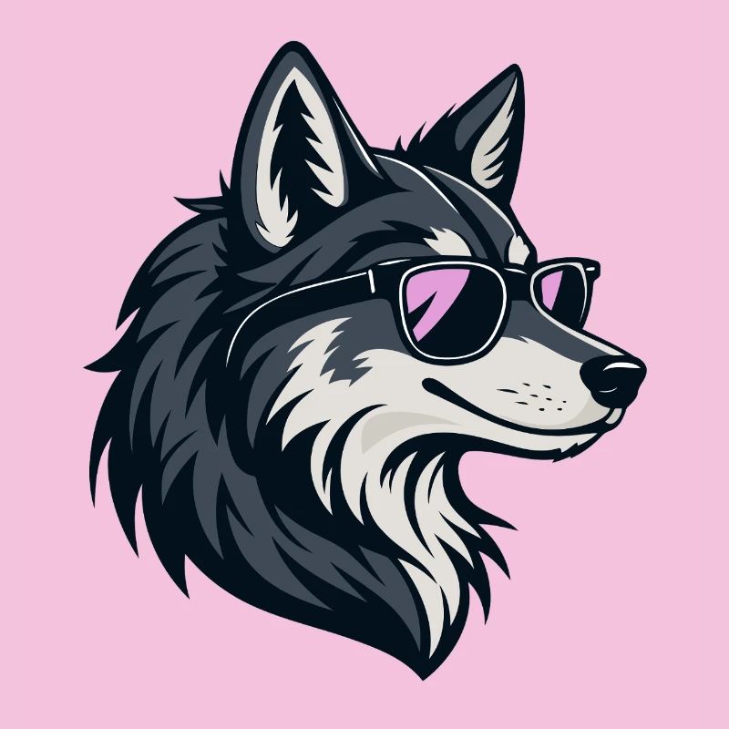 Chic wolf with rose-colored glasses