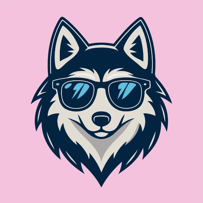Wolf in der Sonne mit Brille