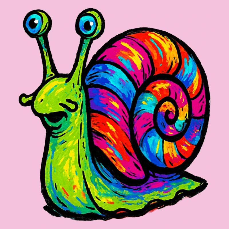 Escargot psychédélique multicolore arc-en-ciel