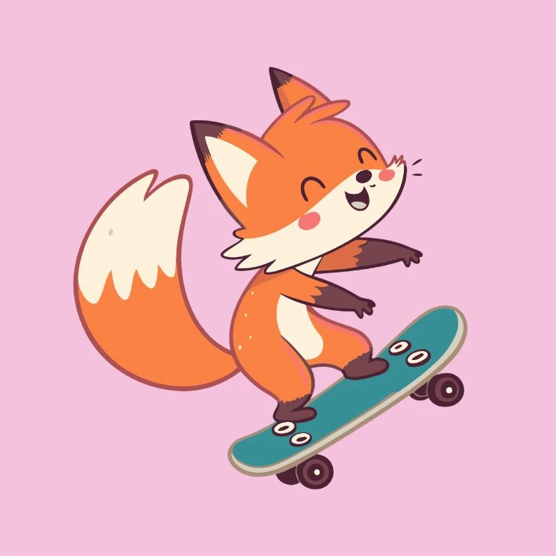 Fuchs-Skateboarder auf Skateboard