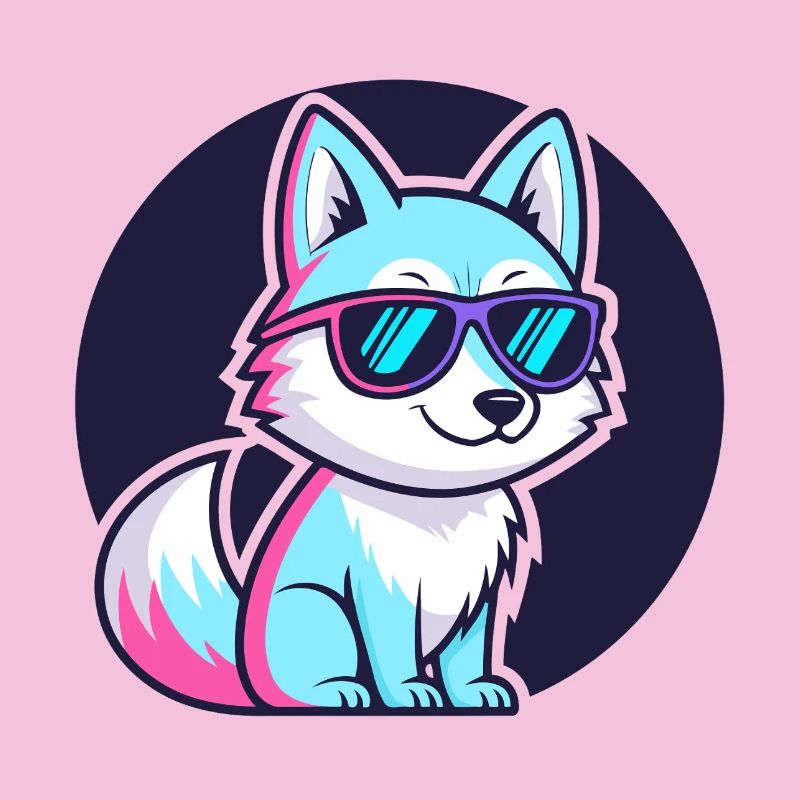 Neon Fox with Glasses