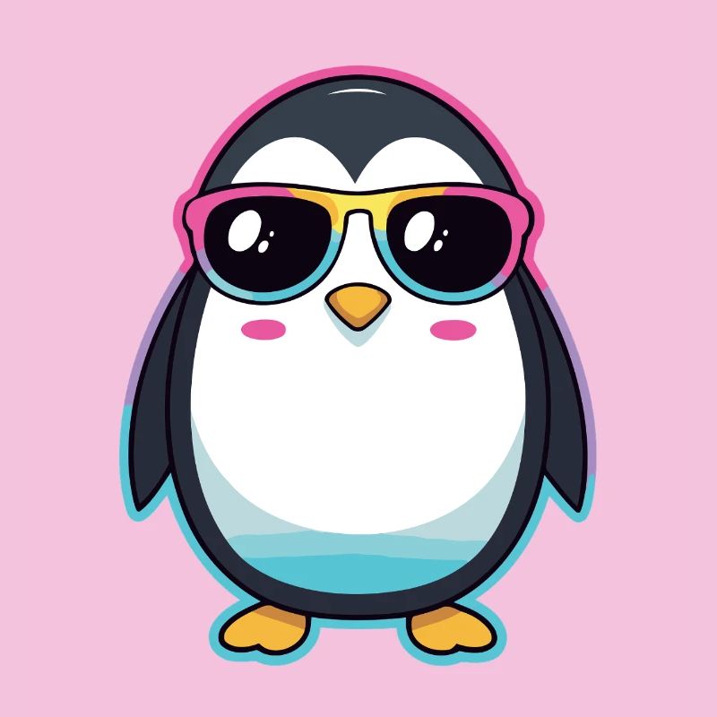 Schicker Pinguin mit Regenbogengläser