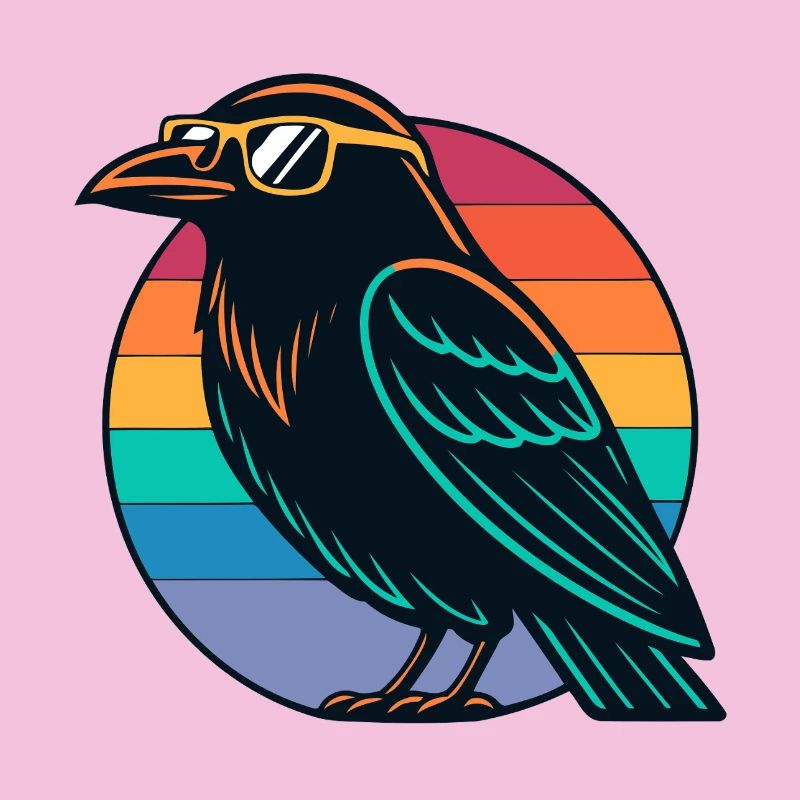 Retro Rainbow Raven