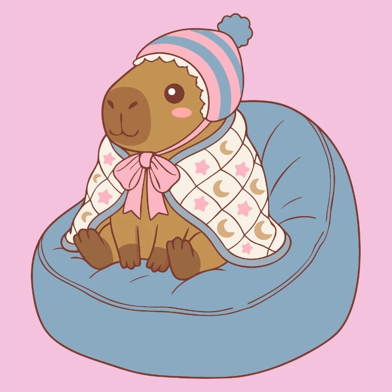 Cuddle Capybara Moonstar Blanket - Kawaii Design