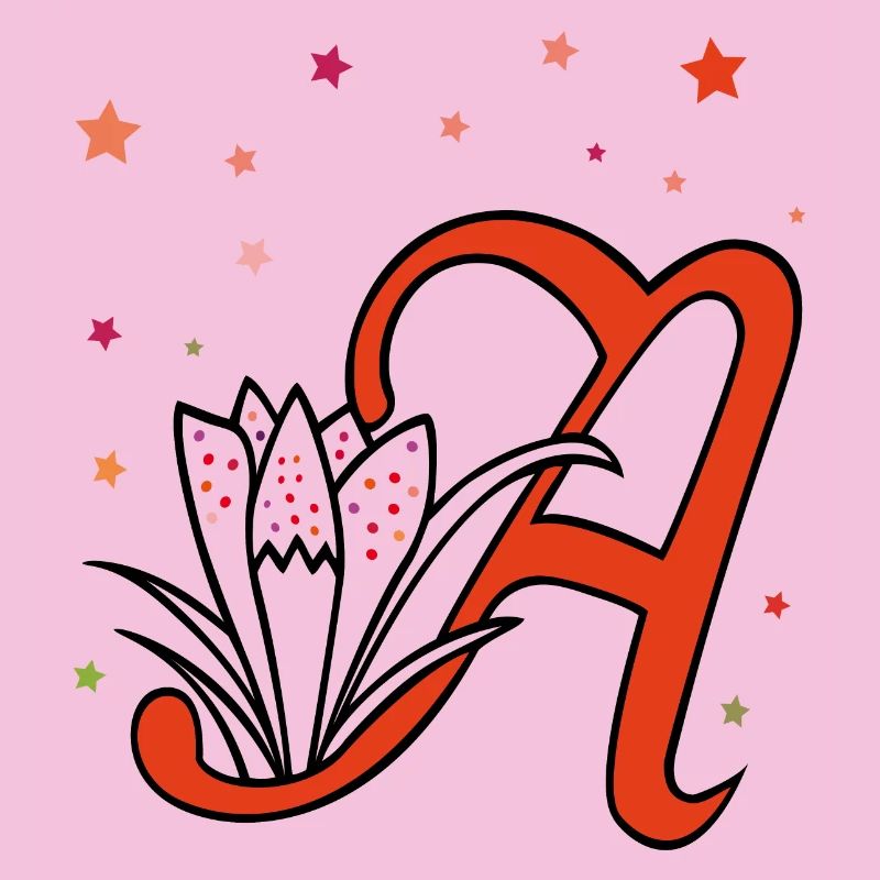 Letter, initial, flower