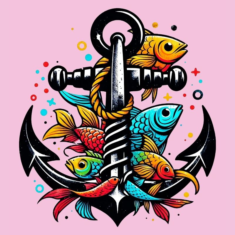 Ein Anker mit Fischen