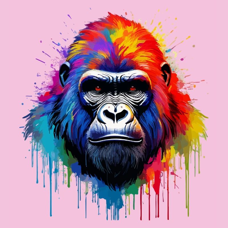 Rainbow Gorilla Art Splash