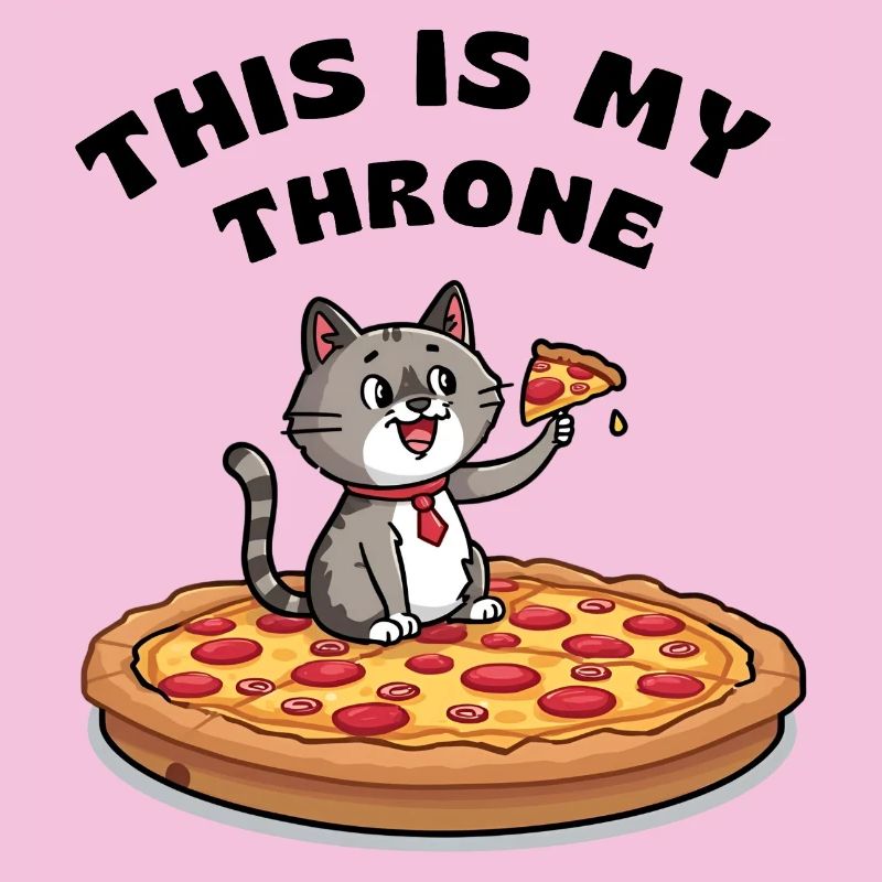 Chat de dessin animé sur pizza – C’est mon trône