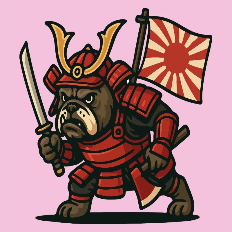 Samurai Bulldog Warrior Japan Armor Design