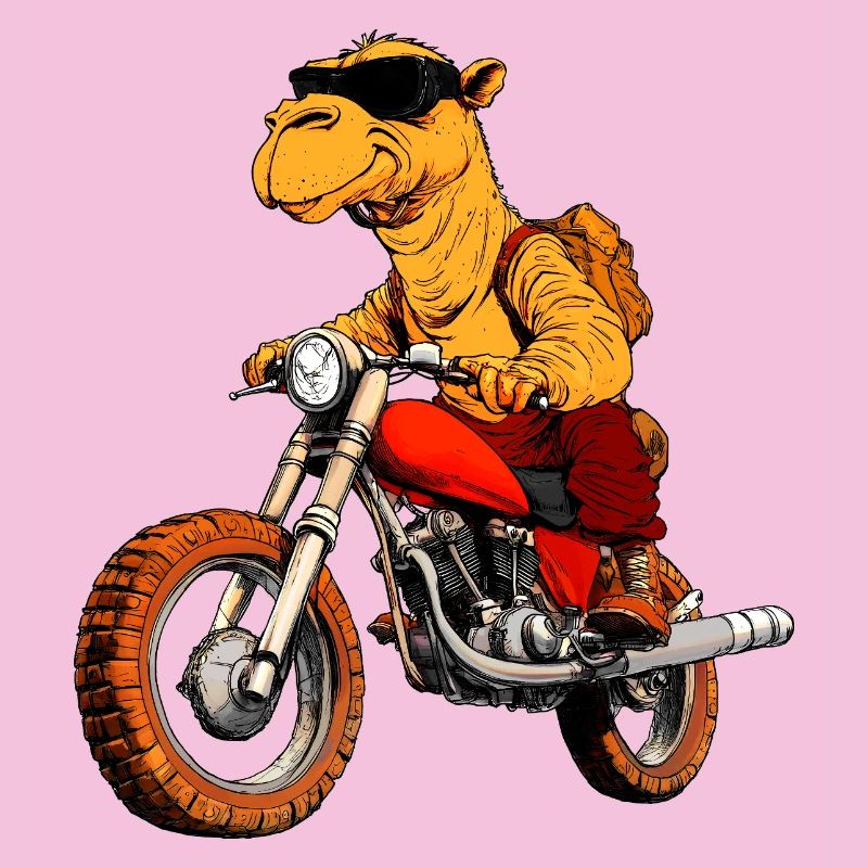 Kamel Motorradfahrer
