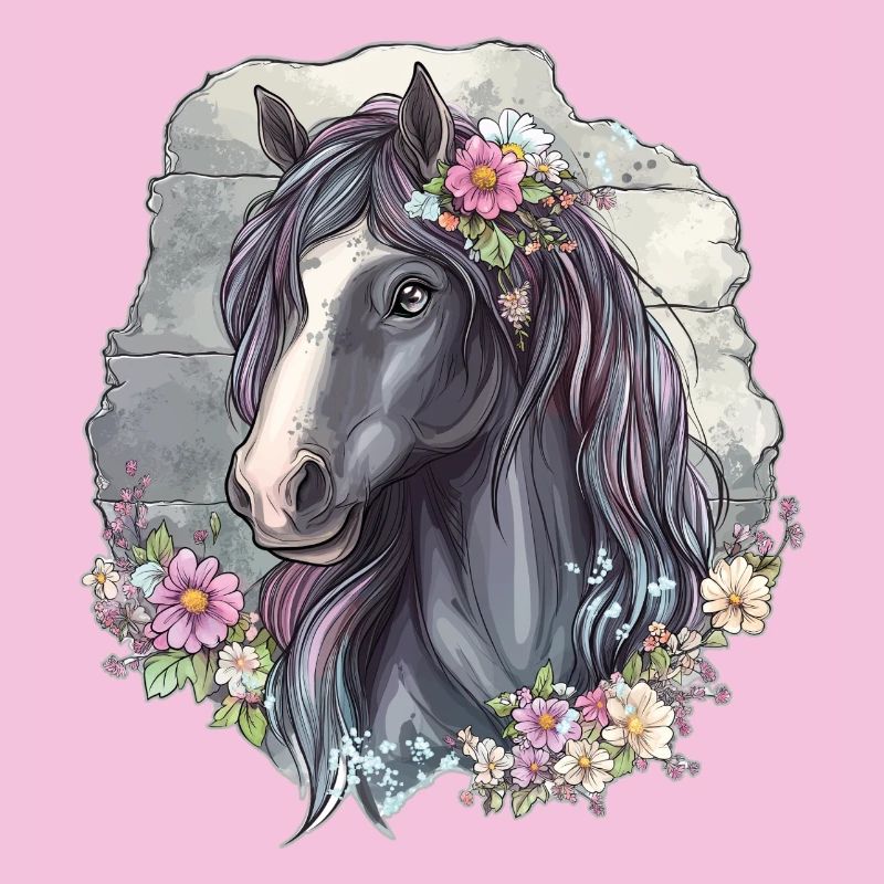 Cheval aux fleurs
