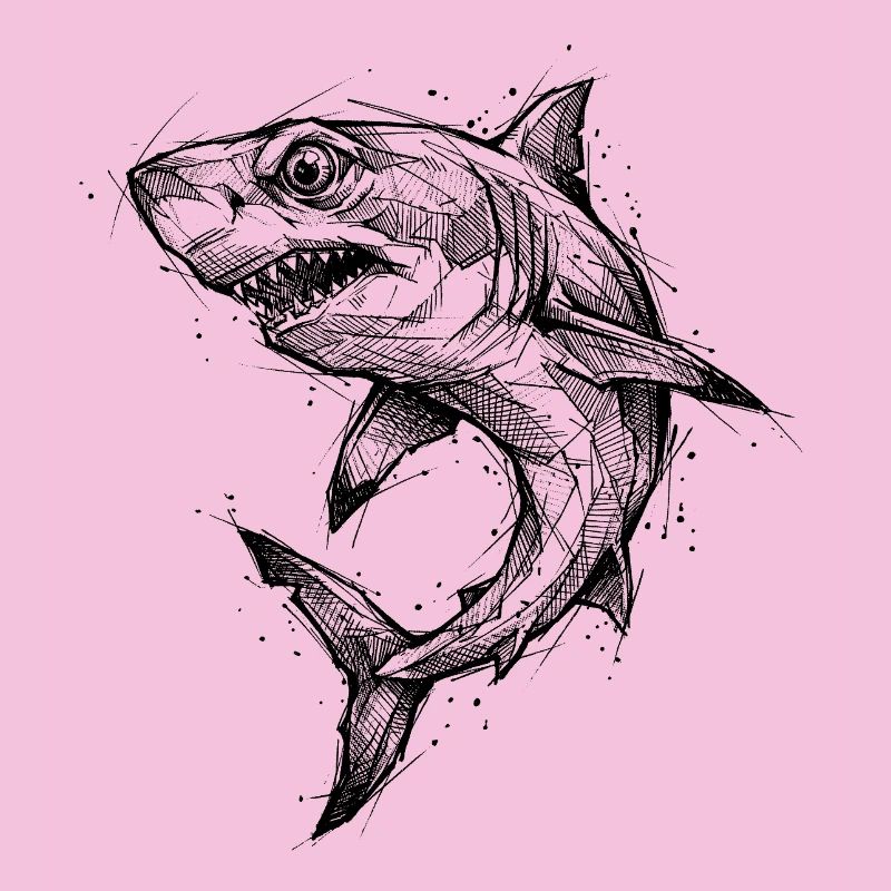 Shark Geometric - Modern Shark Sketch Design