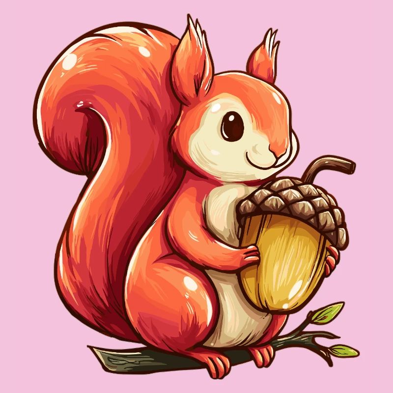 Kuscheliges Eichhörnchen mit Eichel