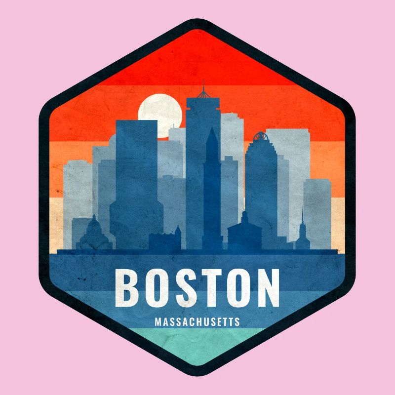 Boston Skyline Retro-Abzeichen