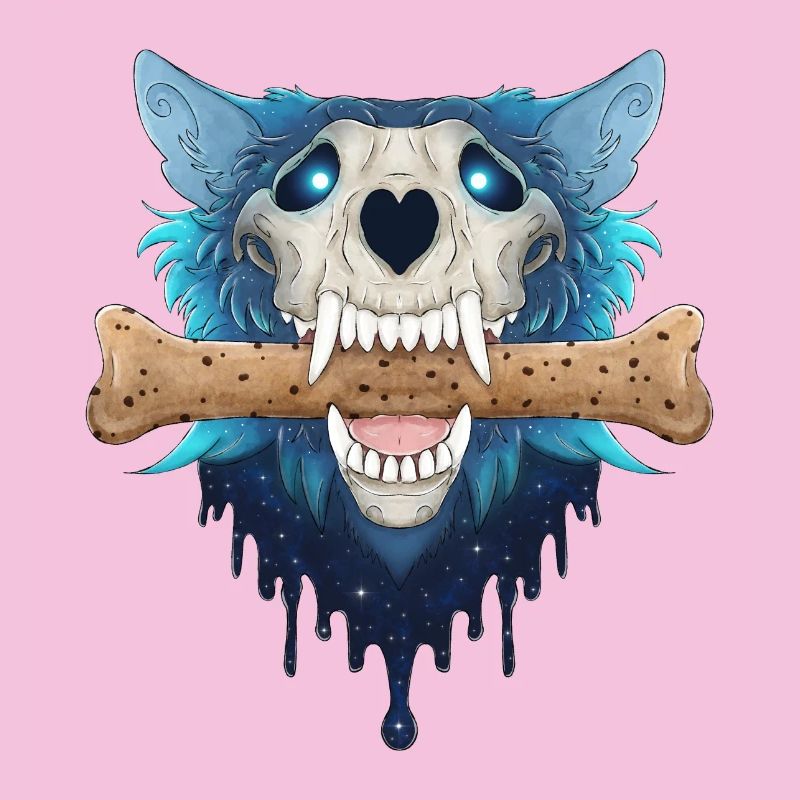 Hellhound Skull - Demonic Blue Wolf & Cookie Bone