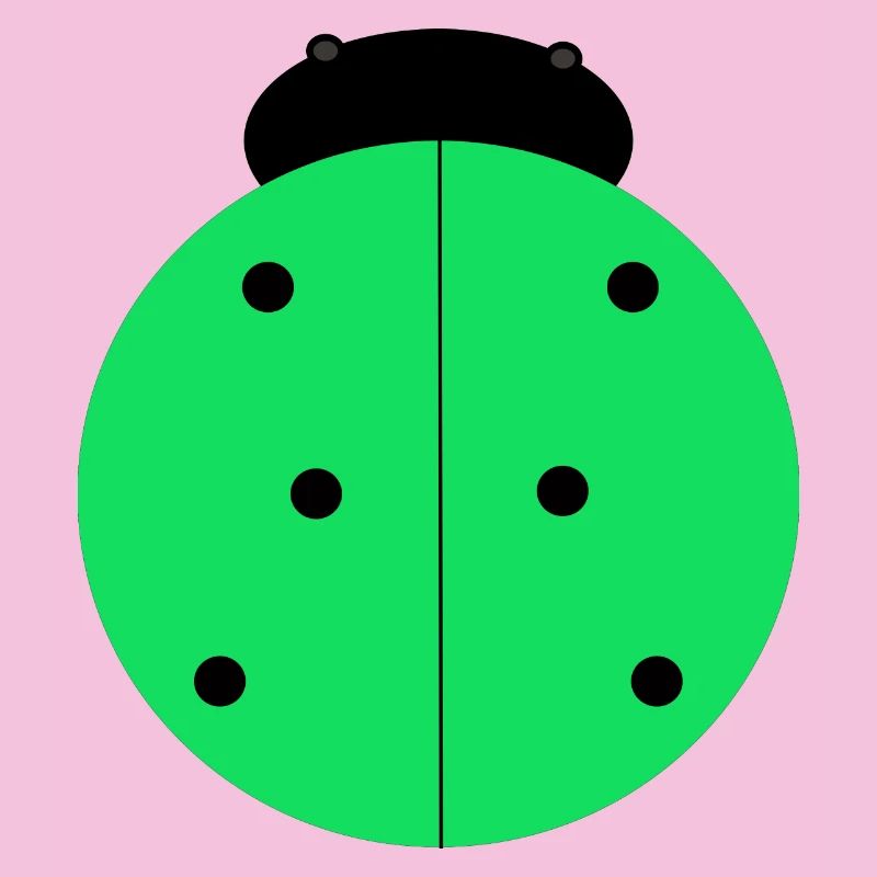 Green Ladybug with Black Spots