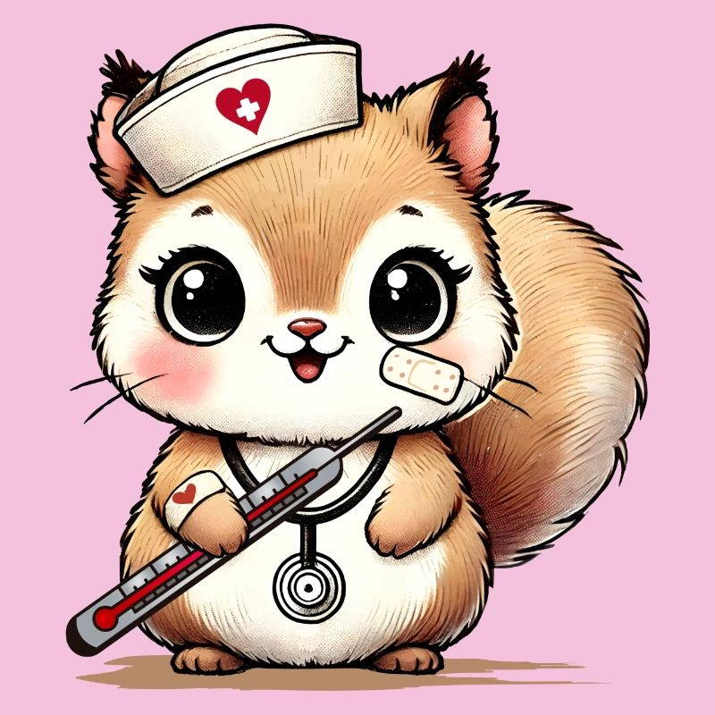 Bezauberndes Eichhörnchen als Krankenschwester